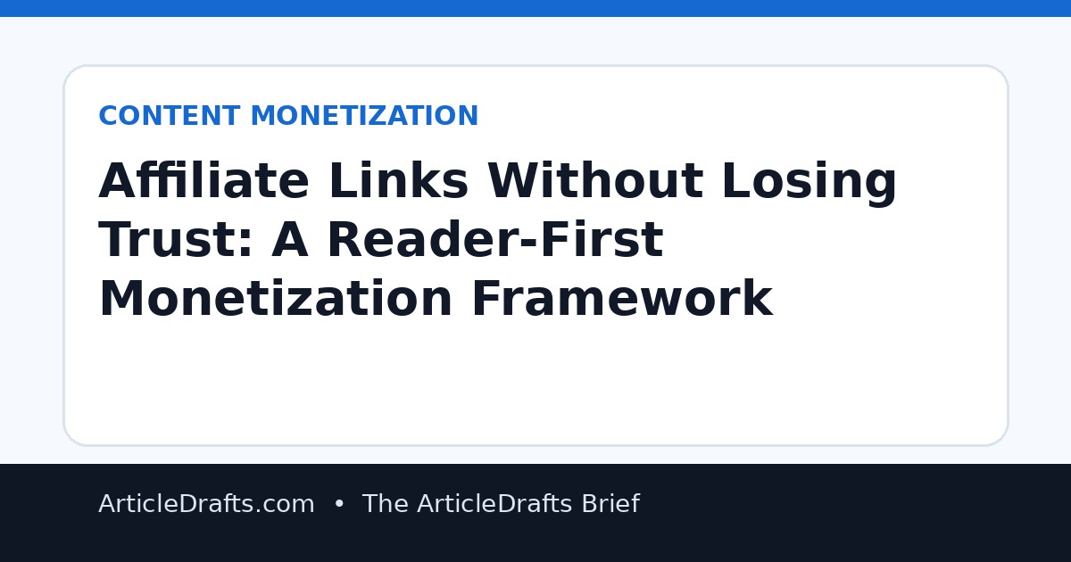 Affiliate Links Without Losing Trust: A Reader-First Monetization Framework