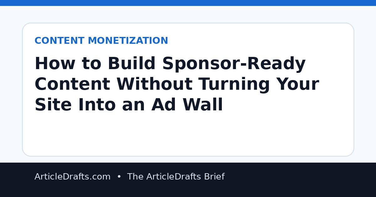 How to Build Sponsor-Ready Content Without Turning Your Site Into an Ad Wall