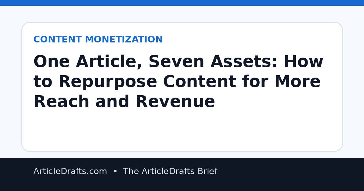 One Article, Seven Assets: How to Repurpose Content for More Reach and Revenue